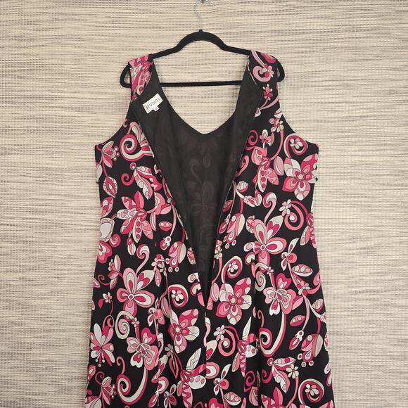 VTG Studio I Dress Women Plus Size 20W Sleeveless Floral Ruffle MOD 90s Coquette - Picture 3 of 11